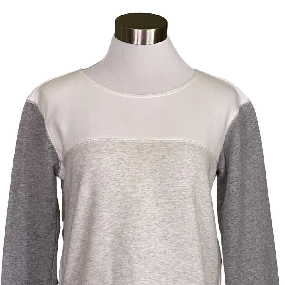 J Crew Colorblock Back Zip Sweatshirt Womens XS Gray White Long Sleeve Pullover
